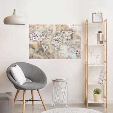 Quadro in vetro - Shabby watches world map - Orizzontale 3:2