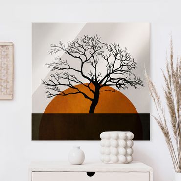 Quadro in vetro - Sole con albero