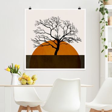 Poster riproduzione - Sole con albero - 1:1