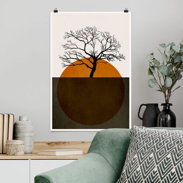 Poster riproduzione - Sole con albero - 2:3