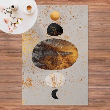 Tappetino di sughero - Sole e luna in oro luccicante - Formato verticale 2:3