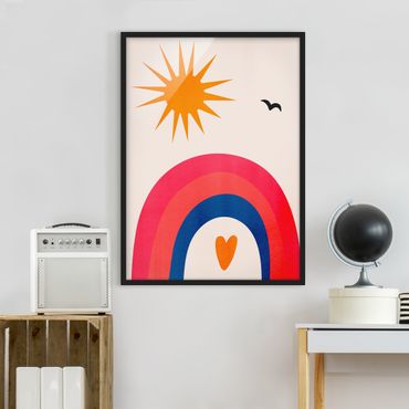 Poster con cornice - Sole e arcobaleno