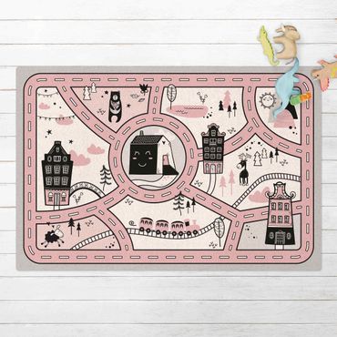 Tappetino di sughero - Tappetino educativo Scandinavia - La città rosa - Formato orizzontale 3:2