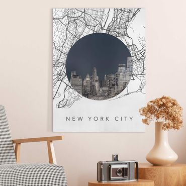 Quadro su tela - Collage mappa di New York City