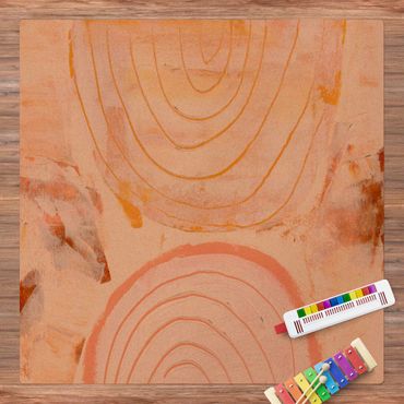 Tappetino di sughero - Archi di colori raggiante in caramello II - Quadrato 1:1