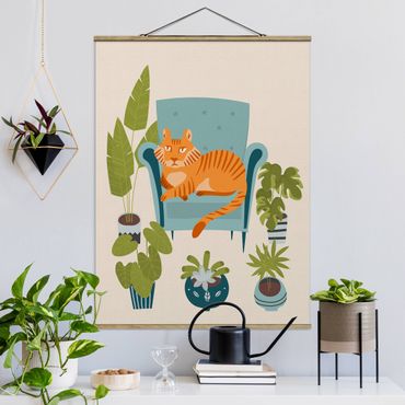 Foto su tessuto da parete con bastone - Illustrazione di mini tigre domestica - Verticale 3:4