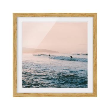 Poster con cornice - Sessione di surf al tramonto