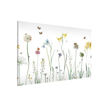 Lavagna magnetica - Farfalle danzanti su fiori selvatici