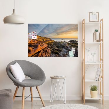 Quadro in vetro - Tarbat Ness Lighthouse and sunset at sea - Orizzontale 3:2