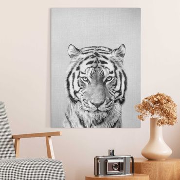 Stampa su tela - Tigre Tiago in bianco e nero - Formato verticale 3:4