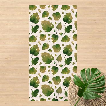 Tappetino di sughero - Foglie tropicali verdi in acquerello - Formato verticale 1:2