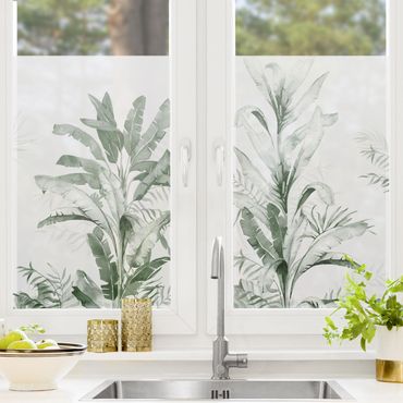 Decorazione per finestre - Palme tropicali e foglie