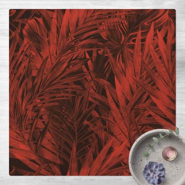 Tappetino di sughero - Scuro sottobosco tropicale rosso - Quadrato 1:1