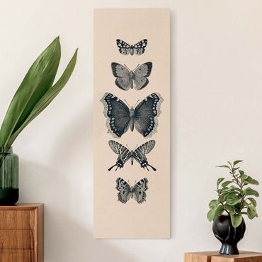 Quadro su tela naturale - Farfalla in china su beige - Formato verticale 1:3