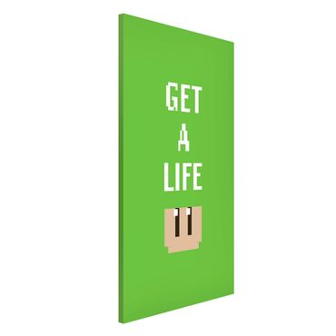 Lavagna magnetica - Frase di videogioco Get A Life in verde - Formato verticale 3:4