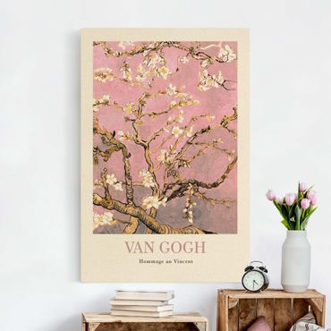 Quadro su tela naturale - Vincent van Gogh - Ramo di mandorlo in fiore rosa - Edizione museo - Formato verticale 2:3