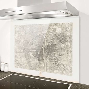 Paraschizzi in vetro - Mappa vintage Paris - Formato orizzontale 4:3