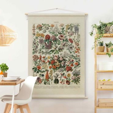 Arazzo da parete - Tavola didattica vintage con fiori II