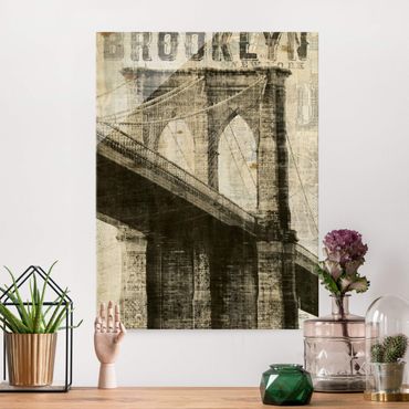Quadro in vetro - Vintage NY Ponte di Brooklyn