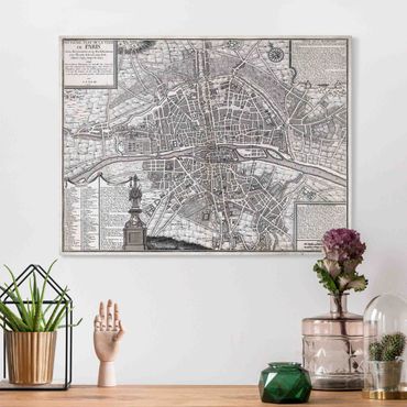Quadro su tela - Pianta della città di Parigi del 1600 vintage