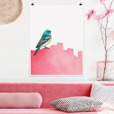 Poster - Uccellino su rosa