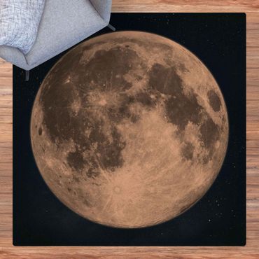 Tappetino di sughero - Luna piena nel cielo stellato - Quadrato 1:1