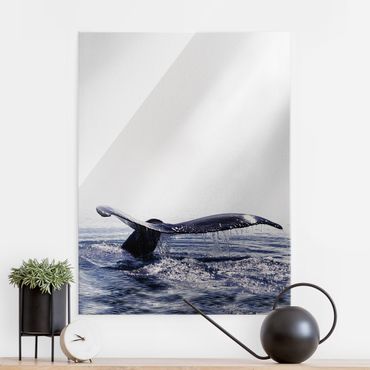 Quadro in vetro - Canto delle balene in Islanda - Formato verticale