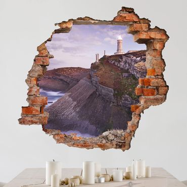 Adesivo murale 3D - Cliffs And Lighthouse - quadrata 1:1