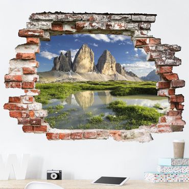 Adesivo murale 3D - South Tyrolean Battlements And Water Reflection - orizzontale 4:3