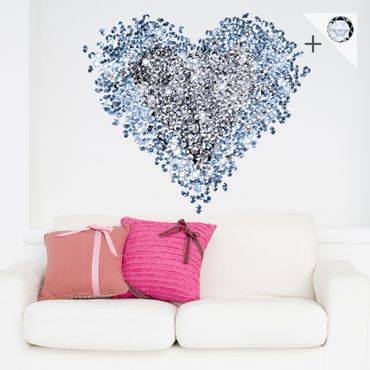 Adesivo murale no.421 Diamond Heart + 15 CRYSTALLIZED? Swarovski-Stones Set