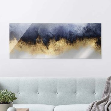 Quadro in vetro - Cielo di nuvole con oro - Panorama