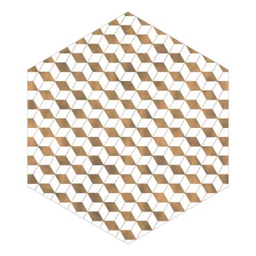 Carta da parati esagonale adesiva con disegni - Trama di dadi in 3D oro