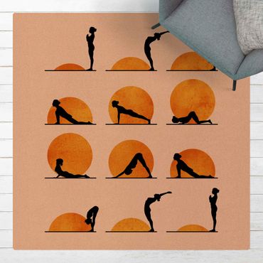 Tappetino di sughero - Yoga - il saluto del sole - Quadrato 1:1