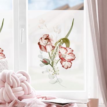 Decorazione per finestre - Tulipani delicati in acquerello