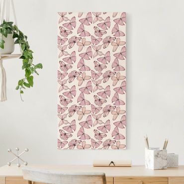 Quadro su tela naturale - Delicate farfalle rosa - Formato verticale 1:2