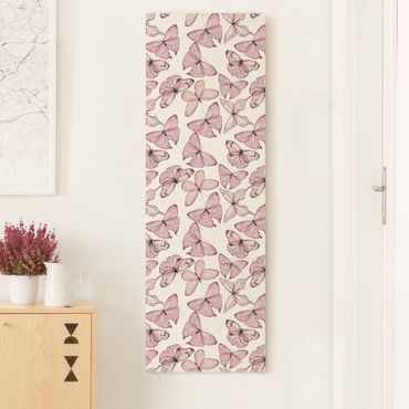 Quadro su tela naturale - Delicate farfalle rosa - Formato verticale 1:3