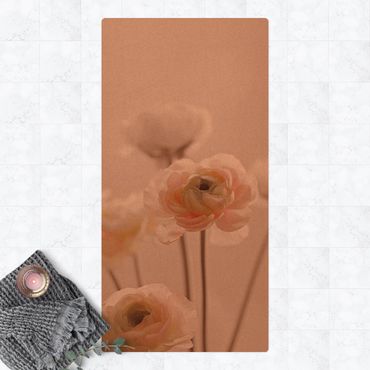 Tappetino di sughero - Cespuglio delicato di fiori rosa - Formato verticale 1:2