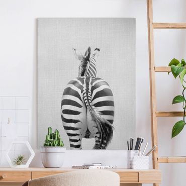 Stampa su tela - Zebra da dietro Black White - Formato verticale 3:4