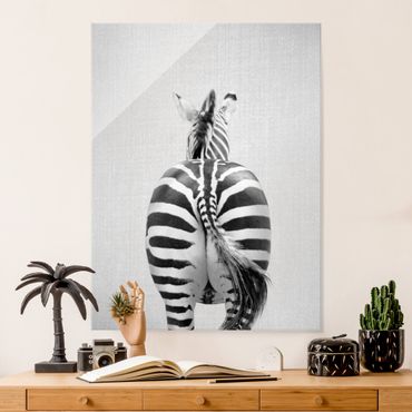 Quadro in vetro - Zebra da dietro Black White