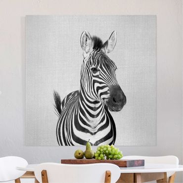 Stampa su tela - Zebra Zilla in bianco e nero - Quadrato 1:1