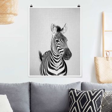 Poster riproduzione - Zebra Zilla in bianco e nero