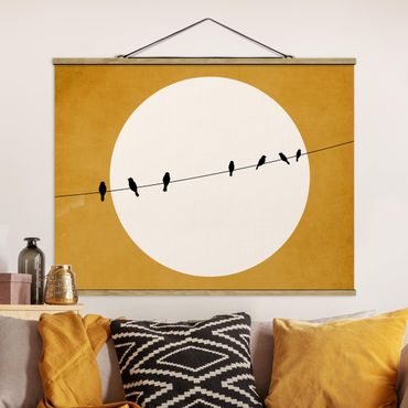 Foto su tessuto da parete con bastone - Cinguettio di uccelli al crepuscolo