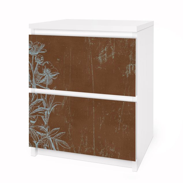 Carta adesiva per mobili IKEA - Malm Cassettiera 2xCassetti - Flowers Sketch