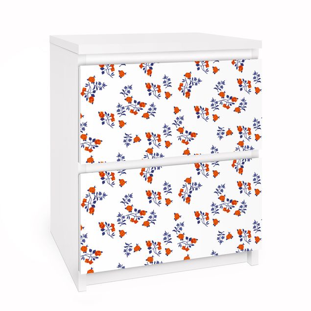 Carta adesiva per mobili IKEA - Malm Cassettiera 2xCassetti Mille Fleurs  Design Pattern su