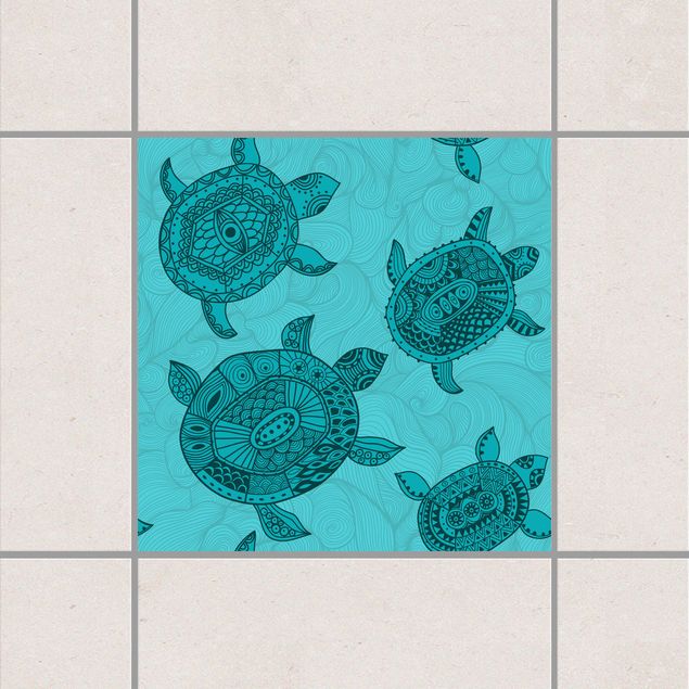 Adesivo per piastrelle - Polynesian sea turtles 30cm x 60cm