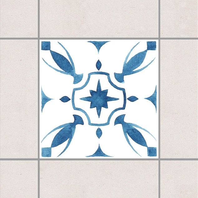Adesivo per piastrelle - Pattern Blue White Series No.1 10cm x 10cm