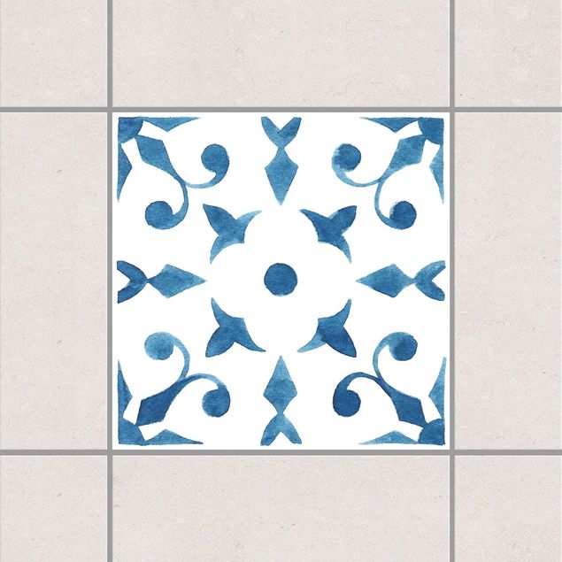 Adesivo per piastrelle - Pattern Blue White Series No.6 10cm x 10cm
