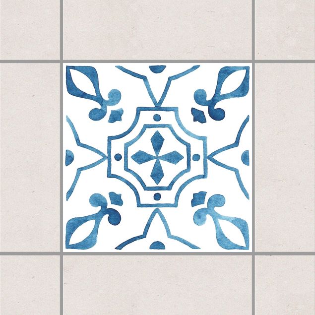 Adesivo per piastrelle - Pattern Blue White Series No.9 10cm x 10cm