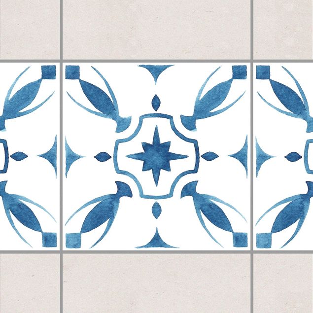 Bordo adesivo per piastrelle - Pattern Blue White Series No.1 10cm x 10cm