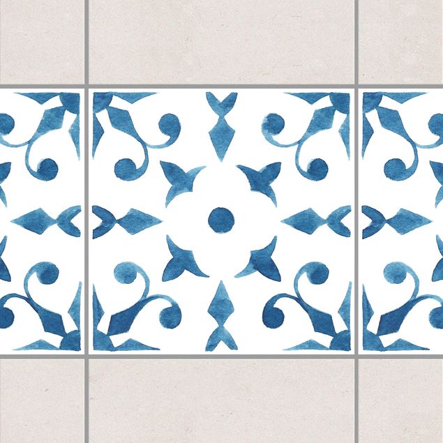 Bordo adesivo per piastrelle - Pattern Blue White Series No.6 10cm x 10cm